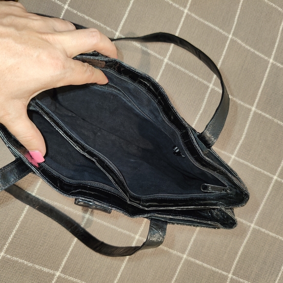 Vtg 1970s Eel Skin Satchel Bag Purse - Picture 7 of 8